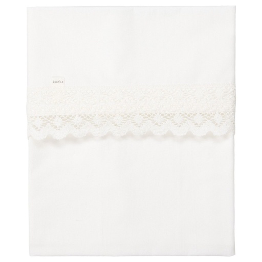 [450272] LAKEN, 80x100, Crochet, warm white, ecru, uni, brod ajourafboording, katoen, voor wieg/draagmand/park, 2023/24