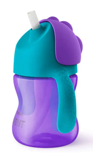 [315617] DRINKBEKER, 200 ml, Rietjesbeker, Girl, blauw/paars, uni, kunststof, deksel, rietje, 1 stuk(s)