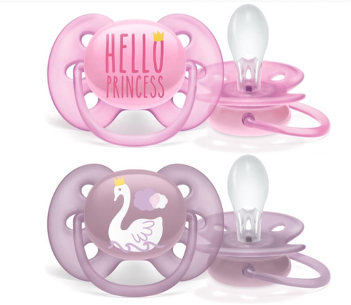 [413135] FOPSPEEN, 6-18m, Ultra Soft Deco, girl, o/p, roze/paars, siliconen speen, ortho/physio, 2 stuk(s)