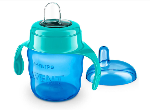 [413150] DRINKBEKER, 200 ml, blauw/groen, Lekvrije beker, uni, PP, handvatten, deksel, drinktuit, 1 stuk(s)