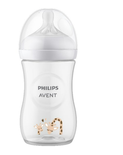 [463494] BREEDHALSFLES, PP, NR, 260 ml, giraffe, Natural Response, transparant/pr. giraf, silic speen, 1m+, 1 stuk(s), fles, 2023