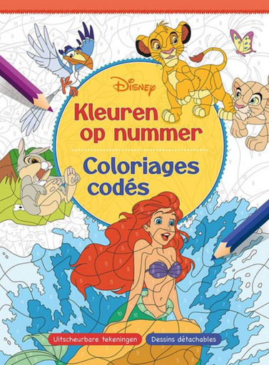 [474707] Deltas | Kleurboek Kleuren Op Nummer Disney De Kleine Zeemeermin/Stamper/The Lion King 