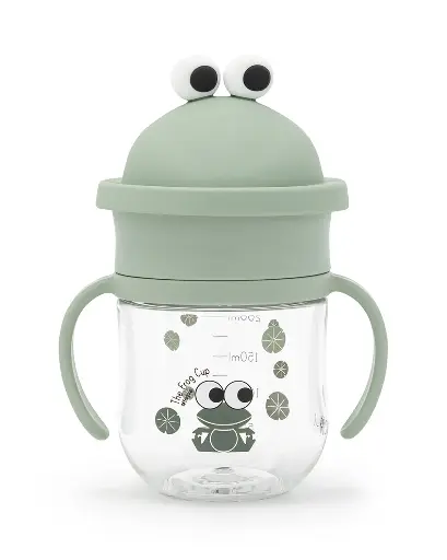 [441753] DRINKBEKER, 200 ml, The Frog Cup, mint, uni/print kikker, tritan, handvatten, deksel, 1 stuk(s)