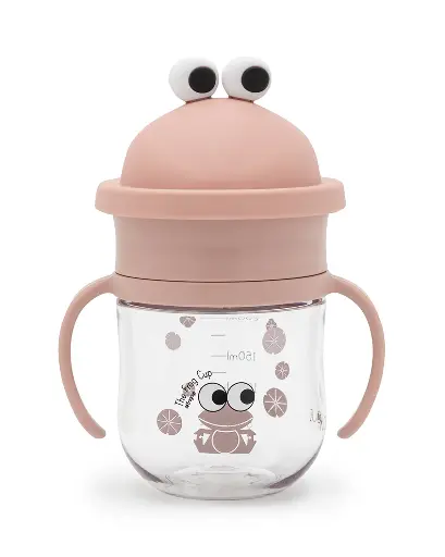[451082] DRINKBEKER, 200 ml, The Frog Cup, rose, uni/print kikker, tritan, handvatten, deksel, 1 stuk(s)