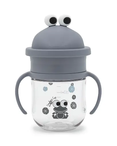 [451083] DRINKBEKER, 200 ml, The Frog Cup, dusty blue, uni/print kikker, tritan, handvatten, deksel, 1 stuk(s)