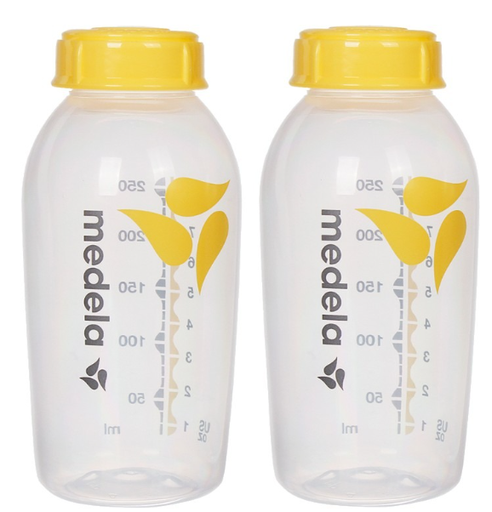 [356055] STANDAARDFLES, 250 ml, PP (Polypropyleen) geel/transparant, 2 stuks, zonder speen, fles