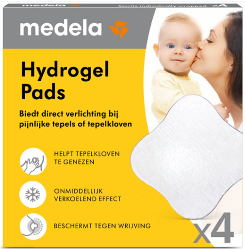 [356108] BORSTCOMPRES, Hydrogel Pads, wit, 4 stuks, individueel verpakt, wegwerp, 24 uren, werking, vr gevoelige tepels