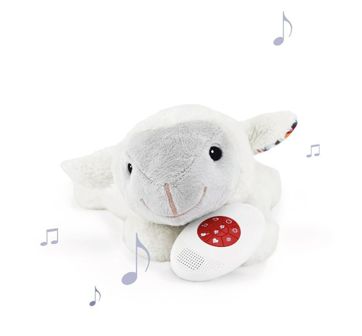 [302944] SLAAPKNUFFEL, H15 cm, Liz The Lamb, wit/grijs, uni, textiel, +muziek, vanaf 0 maand, Music Box