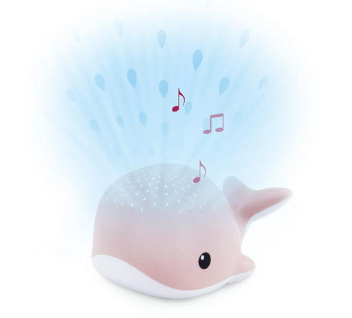 [405456] NACHTLAMP MET PROJECTIE, Wally, pink, wit/roze, uni, walvis, in kunststof, met muziek
