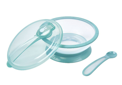 [437459] KOM, Nijntje, green, Bowl with lid and spoon, rond, print nijntje, met deksel, met lepel, met zuignap, 1 stuk(s), bord