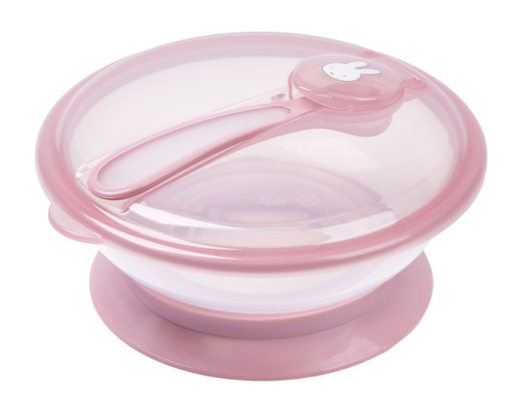 [437460] KOM, Nijntje, pink, Bowl with lid and spoon, rond, print nijntje, met deksel, met lepel, met zuignap, 1 stuk(s), bord