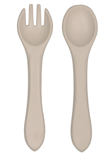 [438099] LEPEL/VORK, 2 delig, Silicone sand, Spoon & Fork, ecru, uni, bestek