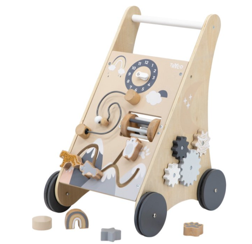 [438113] LOOPHULP, Baby Walker with blocks, multikleur, hout, +activities, vanaf 12 maanden