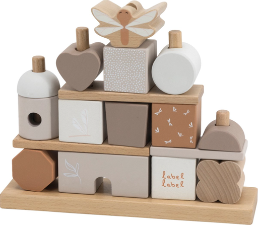 [454829] BLOKKEN, Stacking Blocks House, nougat, bruin/ecru, hout, +activities, vanaf 18 maanden, educatief speelgoed