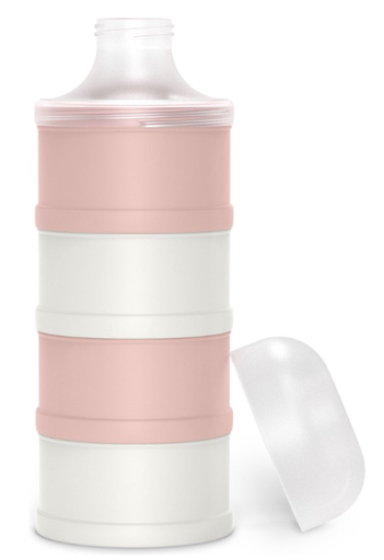 [454965] MELKPOEDERDOOSJE, Bonhomia, pink, wit/roze, 4 compartiment(en) voor elk 6 schepjes melkpoeder