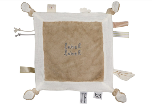 [481611] KNUFFELDOEK / DOUDOU, Cuddle Cloth, nougat, ecru, uni/broderie label label, textiel, +activities, vanaf 0 m