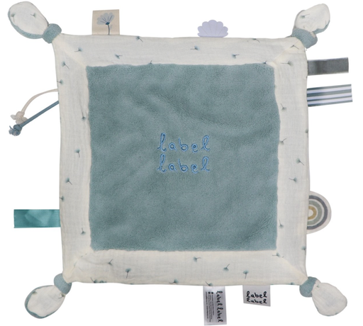 [481614] KNUFFELDOEK / DOUDOU, Cuddle Cloth, dandelion blue, uni/broderie label label, textiel, +activities, vanaf 0 m