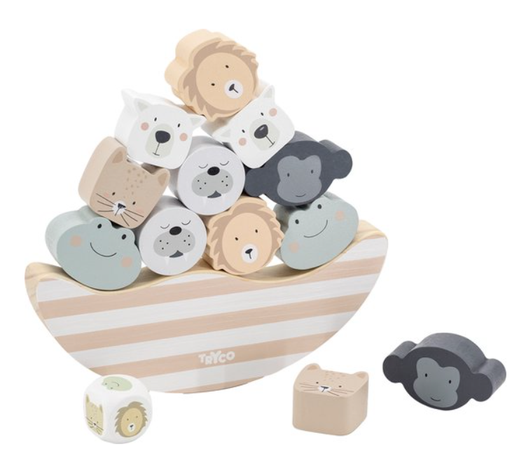 [481633] GEZELSCHAPSSPEL, Wooden balance game jungle, bruin/multikleur, uni, hout, +activities, vanaf 18 maanden