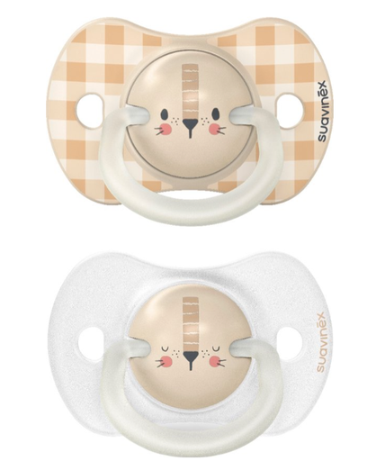 [481673] FOPSPEEN, 0-6m, Duo, o/p, sil, GID, LB, lion beige, siliconen speen, ortho/physio, Night&Day, 2 stuks