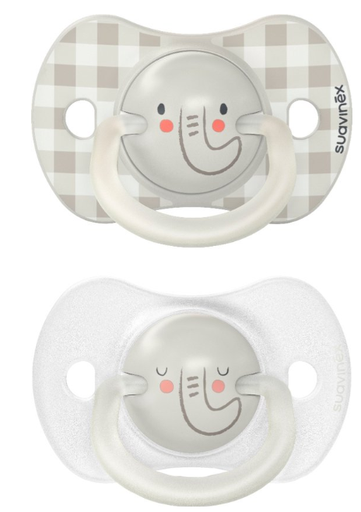 [481678] FOPSPEEN, 0-6m, Duo, o/p, sil, GID, LB, elephant grey, siliconen speen, ortho/physio, Night&Day, 2 stuks