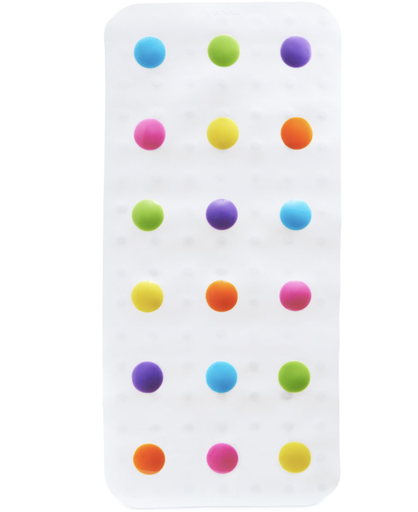 [258496] ANTISLIP BADMAT, Bandy Dots, wit, ao multikleur bollen, 77.5x36.2