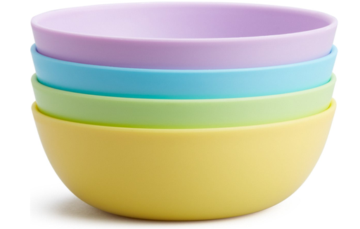 [446088] KOM, Multi Coloured Feeding Plates, rond, geel/groen/blauw/paars, uni, kunststof, 4 stuk(s), bord