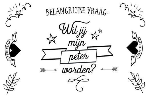 [337271] Minimou | Plaktattoo "Wil je mijn Peter worden" Zwart 2-pack