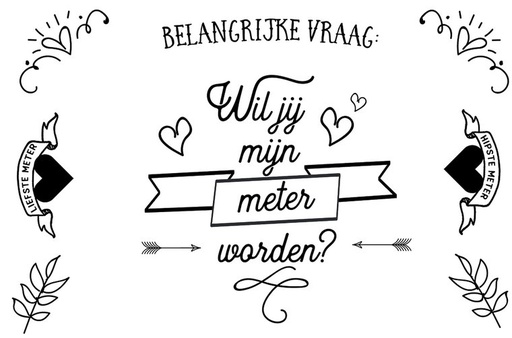 [337277] Minimou | Plaktattoo "Wil je mijn Meter worden? Zwart 2-pack