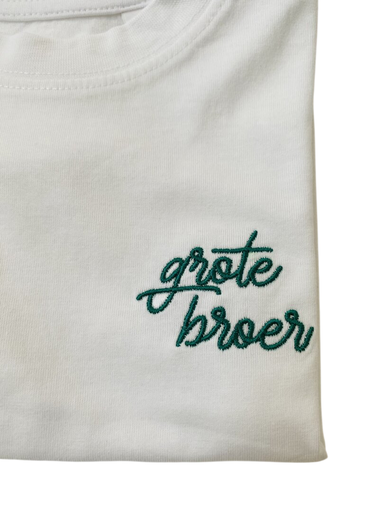 [452334] Minimou | T-shirt "Grote Broer" White/Green M92/98