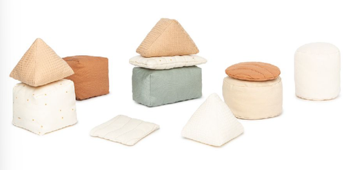 [411546] BLOKKEN, Soft Activity Shapes, multicolor, multikleur, uni/aop stip, textiel, +activities,educatief speelgoed