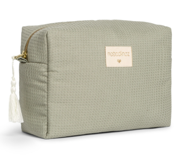 [417954] TOILETTAS, Diva Vanity Case, laurel green, groen, honingraatstructuur, 26x16x10cm, bio. katoen, ritssluiting